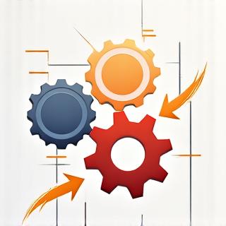 Icono de automatización con engranajes y flechas de flujo